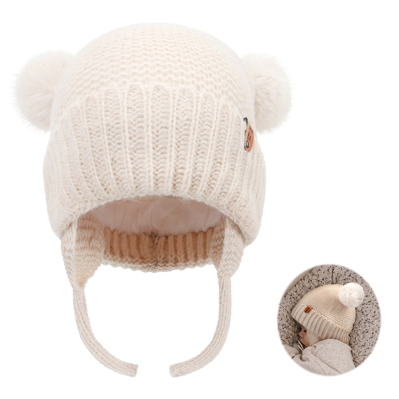 Infant Beanie Hat With Ears - Topi Wol Bayi Topi Pelindung Telinga