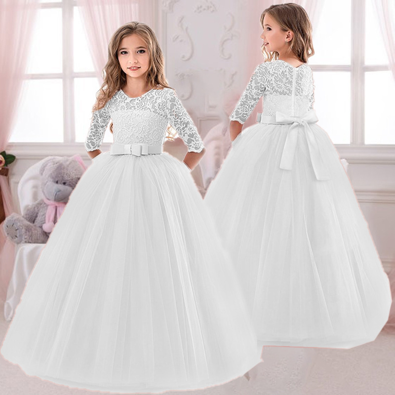 Toddler Girl Tulle Party Dress - Gaun Putri Busur Bordir Renda Anak
