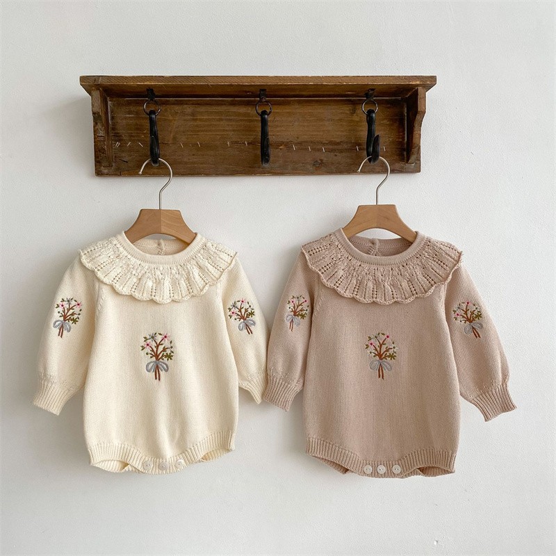 Baju monyet rajut anak baru la - Newborn Baby Girl Romper Floral ulasan dan harga