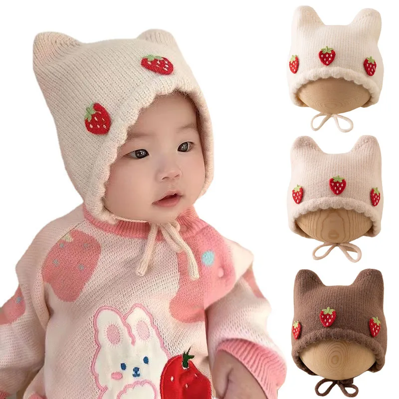 Topi Bayi Perempuan Musim Gugu - Infant Beanie Hat With Ears ulasan dan harga