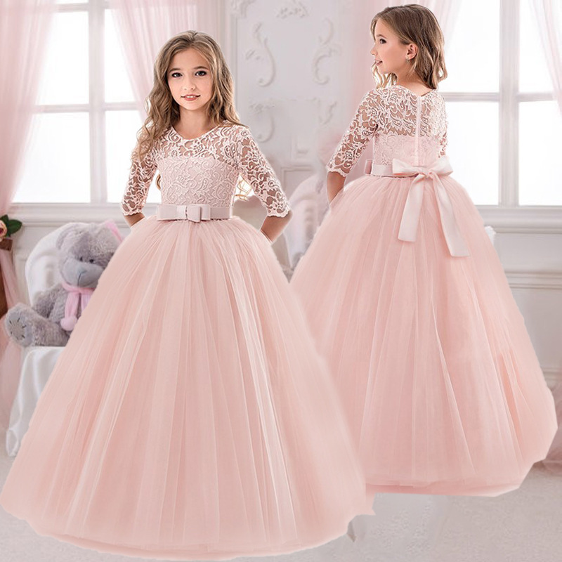 Gaun Putri Busur Bordir Renda  - Toddler Girl Tulle Party Dress ulasan dan harga